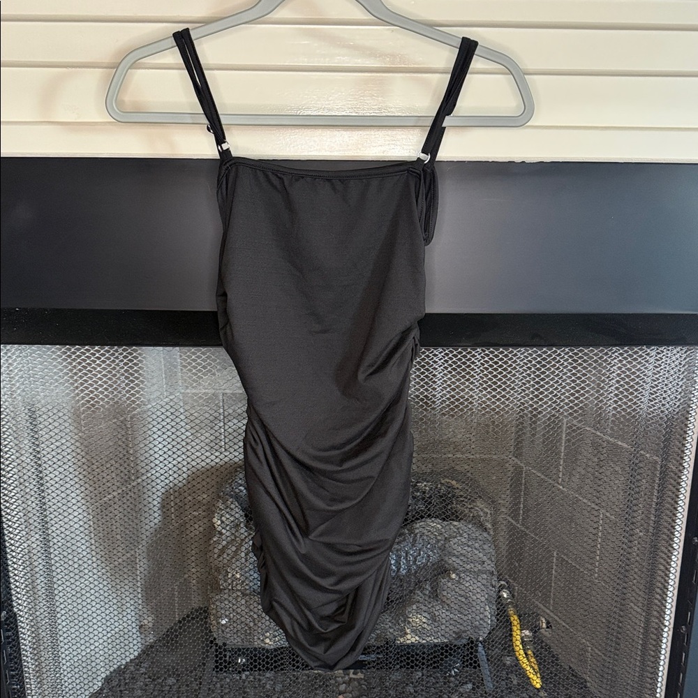 Elegant Black Ruched Dress